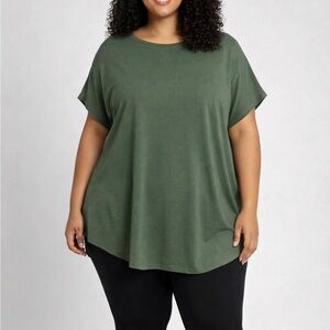 Buffalo David Bitton  Sage Green Tunic Top Short Sleeve NWT 3X
